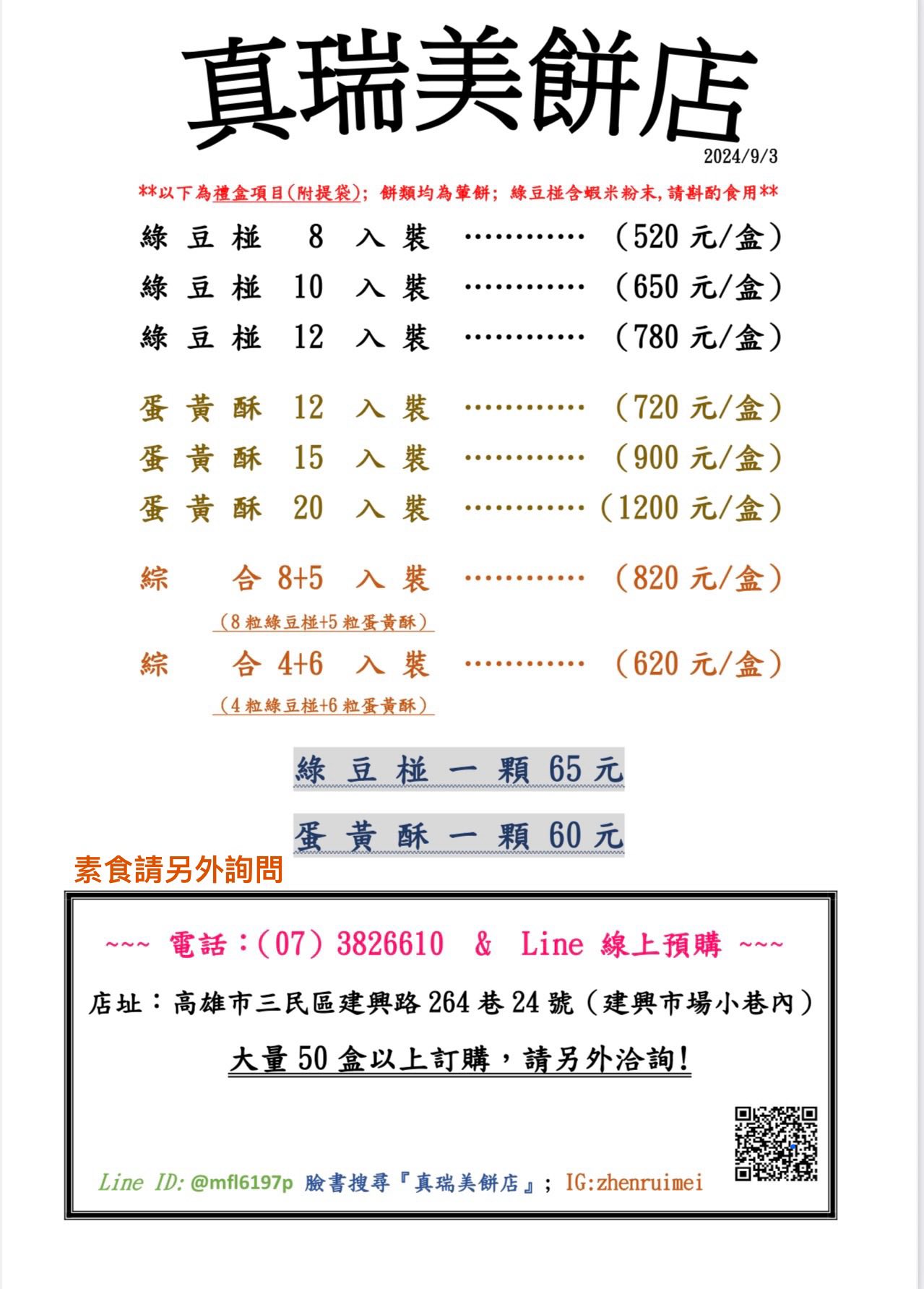 【高雄月餅】真瑞美餅店 隱身在菜市場的50年老店 綠豆蛋黃酥/綠豆椪 @春天幸福味